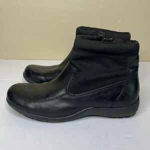 EASY SPIRIT Ankle Boots ZITA Black Mixed Media Leather & Fabric Upper Comfy 6.5M